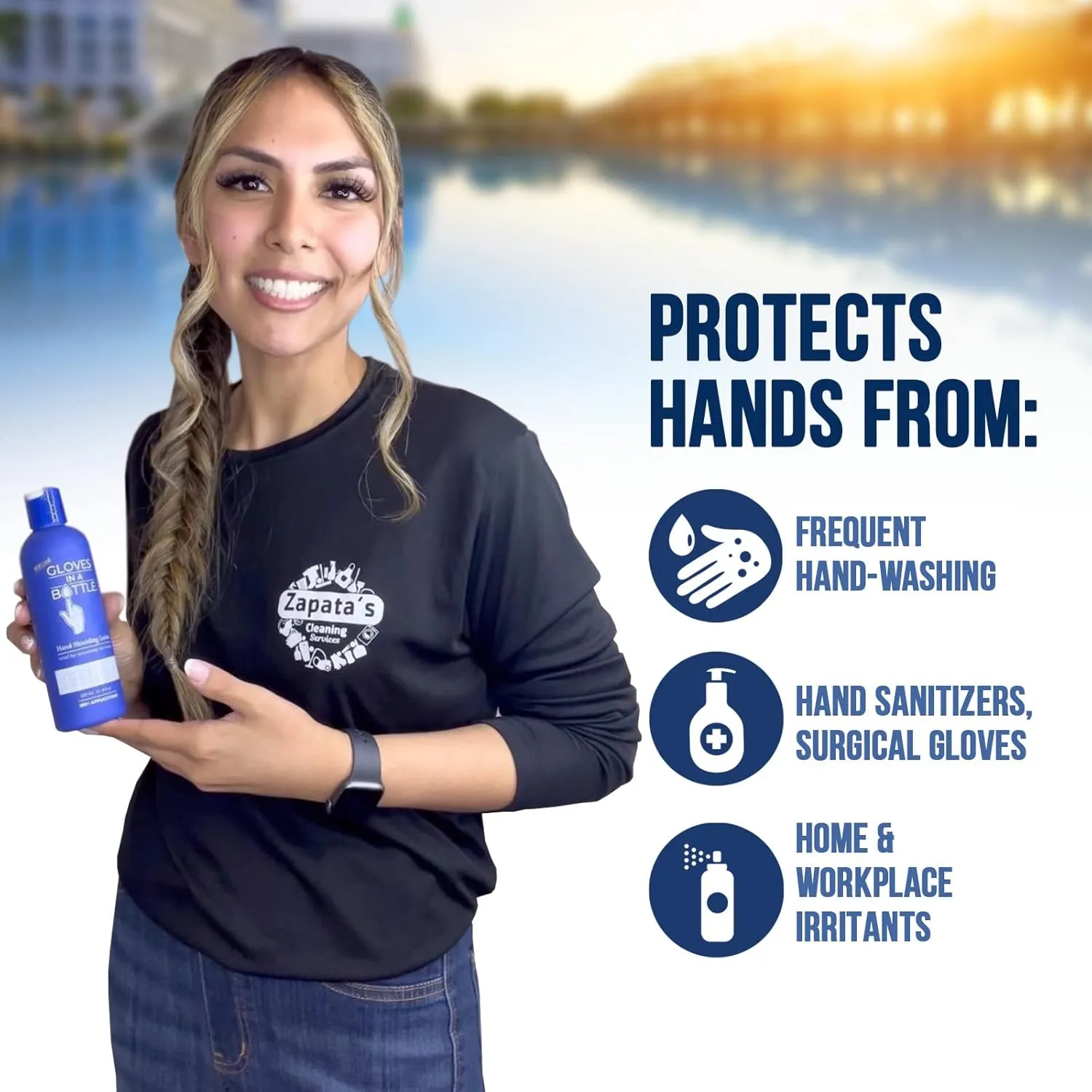 Gloves In A Bottle Non Greasy Healthcare Workers Hand Creams – Hand Cream for Nurses – Silicone Glove Cream – Water Resistant Dry Cracked Hands Treatment – Relief for Eczema – 2 oz & 8 oz with Pump