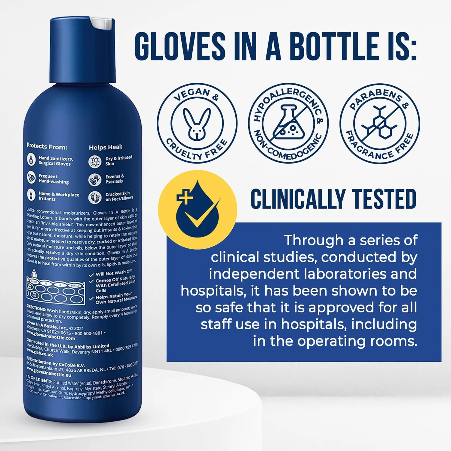 Gloves In A Bottle Non Greasy Healthcare Workers Hand Creams – Hand Cream for Nurses – Silicone Glove Cream – Water Resistant Dry Cracked Hands Treatment – Relief for Eczema – 2 oz & 8 oz with Pump