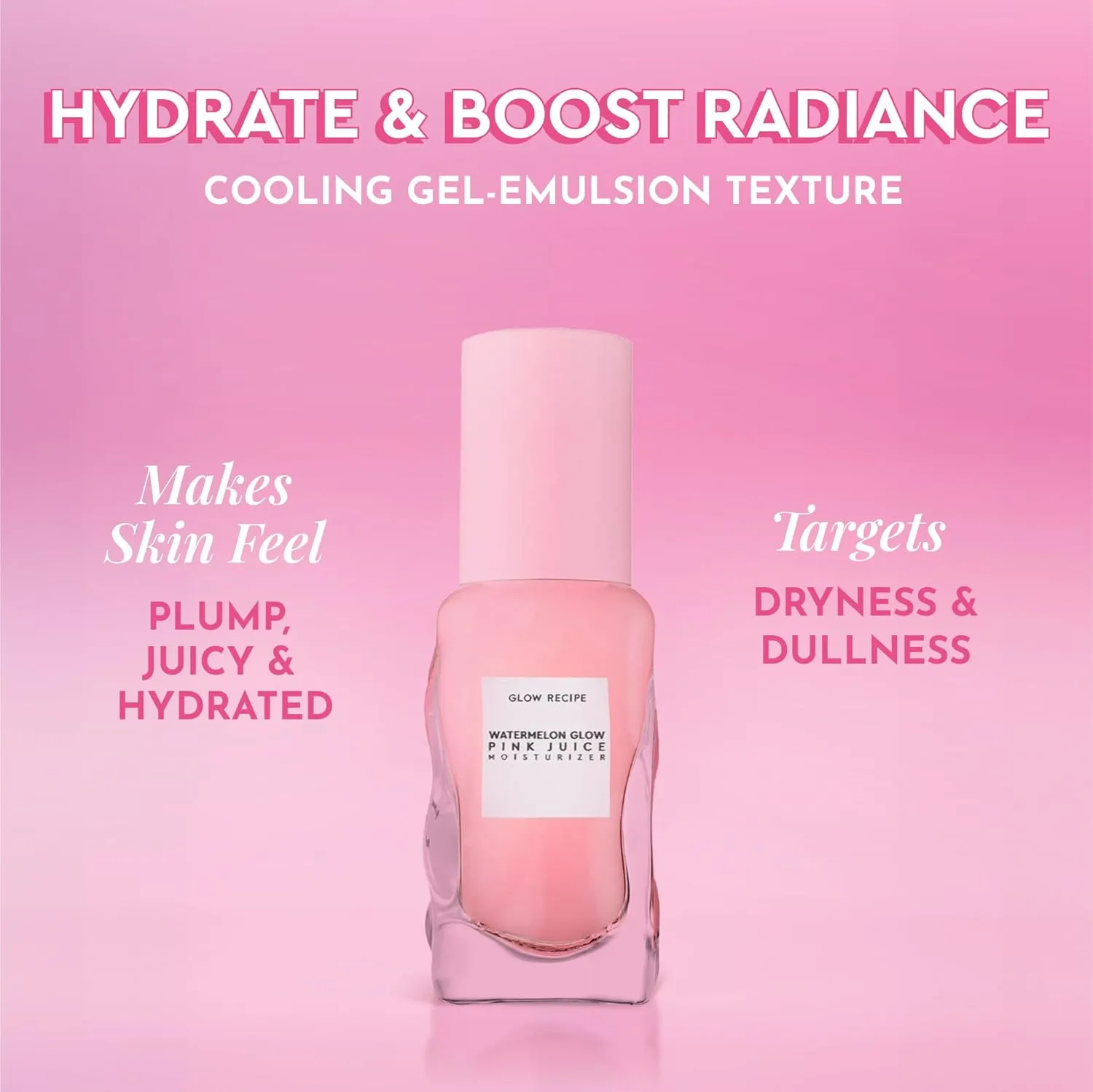 Glow Recipe Pink Juice Water Gel Face Moisturizer for Women, Men & Teens, Travel Size - Hydrating Hyaluronic Acid, Radiance Boosting, Oil-Free, Long-Lasting Korean Skin Care for Oily Skin (25ml)