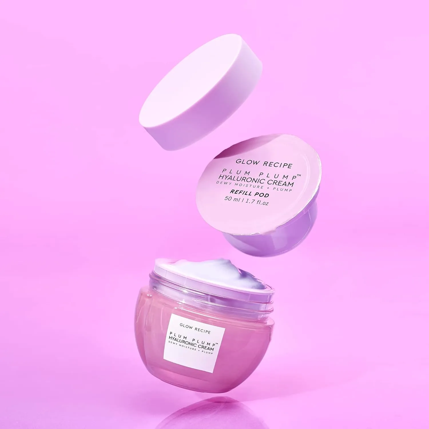 Glow Recipe Plum Plump Hyaluronic Acid Face Cream, Refill - Hydrating, Firming & Plumping Facial Moisturizer for Women & Men - Korean Skin Care with Polyglutamic Peptides for Dry Skin Wrinkles (50ml)