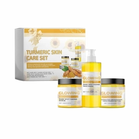 Glow Combo Skincare Set, 3 In 1 Turmeric Combo Skincare Set, Turmeric Face Wash/Scrub/Butter Anti Aging Moisturizer for Wrinkles, Face Care Set for Women (1 set)