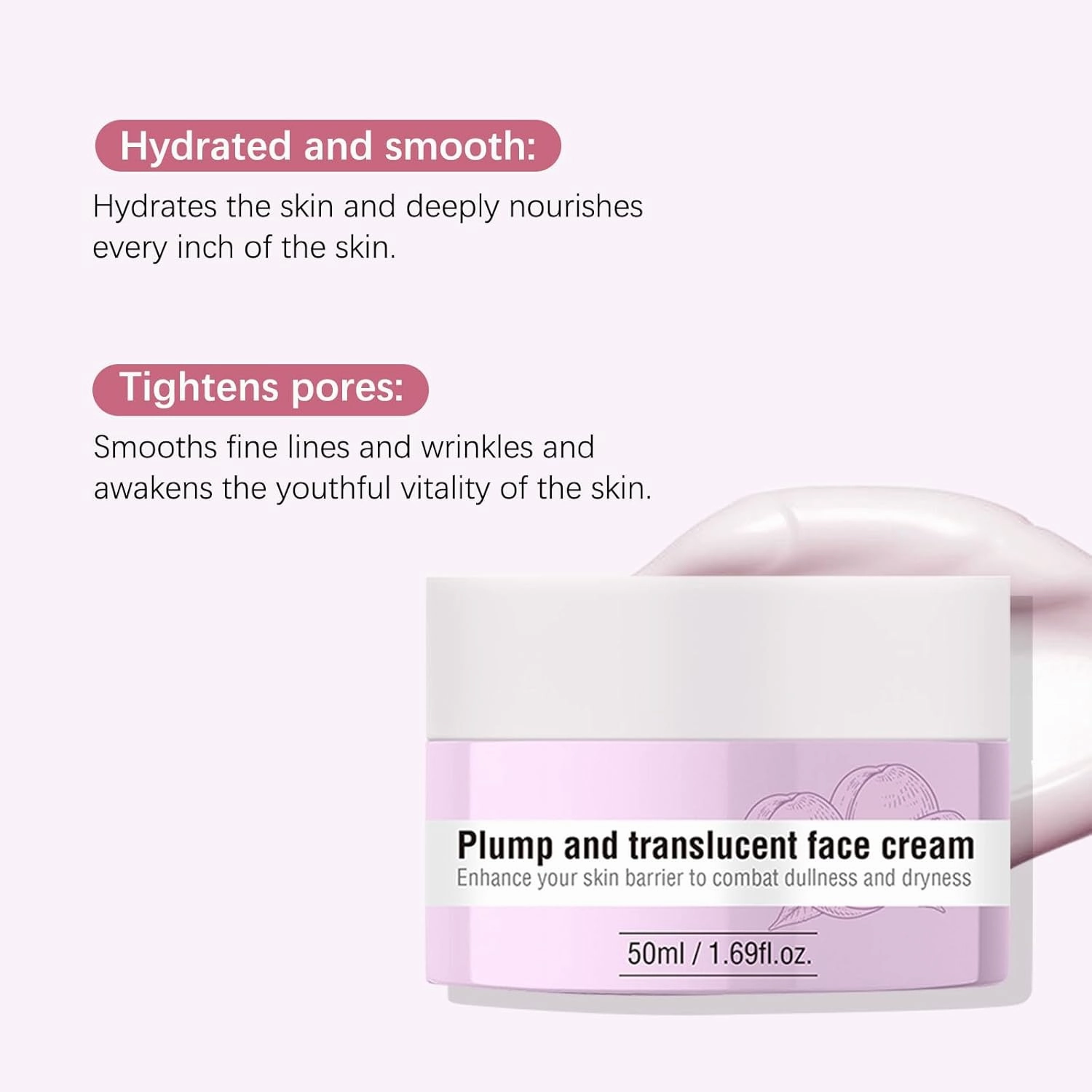 Glow Moisturizer Plump Face Cream, Hydrating & Firming Moisturizer with Hyaluronic Acid   Polyglutamic Acid, Vegan, Non-Greasy Formula for Dry Skin & Wrinkles, Day/Night Use for Women/Men (2)