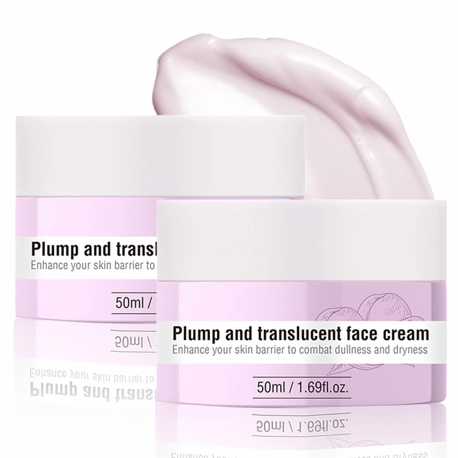 Glow Moisturizer Plump Face Cream, Hydrating & Firming Moisturizer with Hyaluronic Acid   Polyglutamic Acid, Vegan, Non-Greasy Formula for Dry Skin & Wrinkles, Day/Night Use for Women/Men (2)