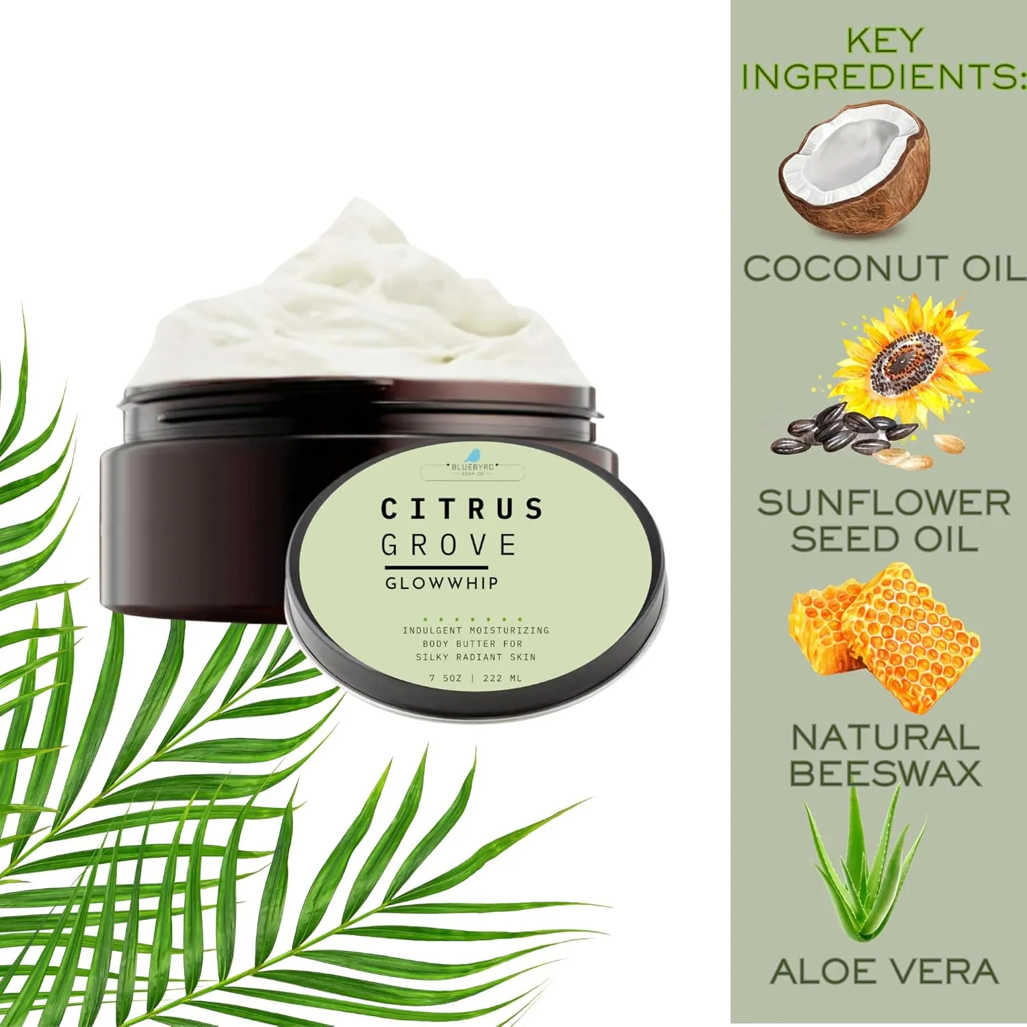 Glowwhip Body Butter – White Gardenia | Whipped Body Butter for Deep Hydration & Soft Skin | Non-Greasy, Fast-Absorbing Moisturizer with Beeswax, Aloe & Vitamin E | Floral Scent | 8 oz (Gardenia)