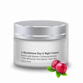 Glutathione And Vitamin C Day & Night Moisturizer Cream For Face, Anti Aging, Dark Spots Removal, Enrich With Kojic Acid, 50 Gm