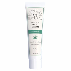 Goat Milk Lotion, Fragrance-Free - Natural Facial Moisturizer for Women & Men w/Aloe - Hydrating Face Moisturizer for Dry Skin, Day & Night - Unscented Goat Milk Face Cream - 2oz Tube