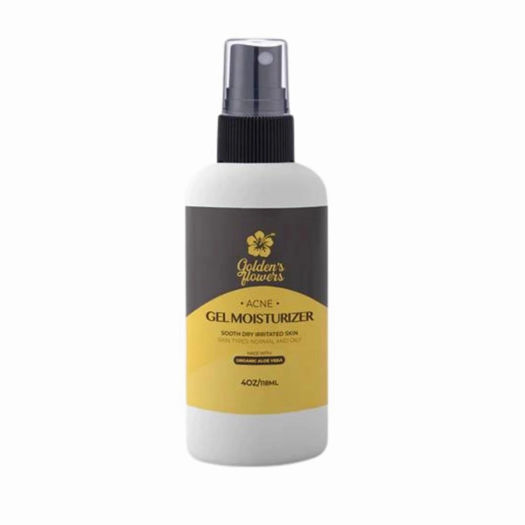 Golden's Flowers HydraGlow Gel Moisturizer - Fast-Absorbing Aloe & Hyaluronic Acid Formula for Skin Irritation, Acne Prevention, and Deep Hydration - Natural Skincare for Men and Women