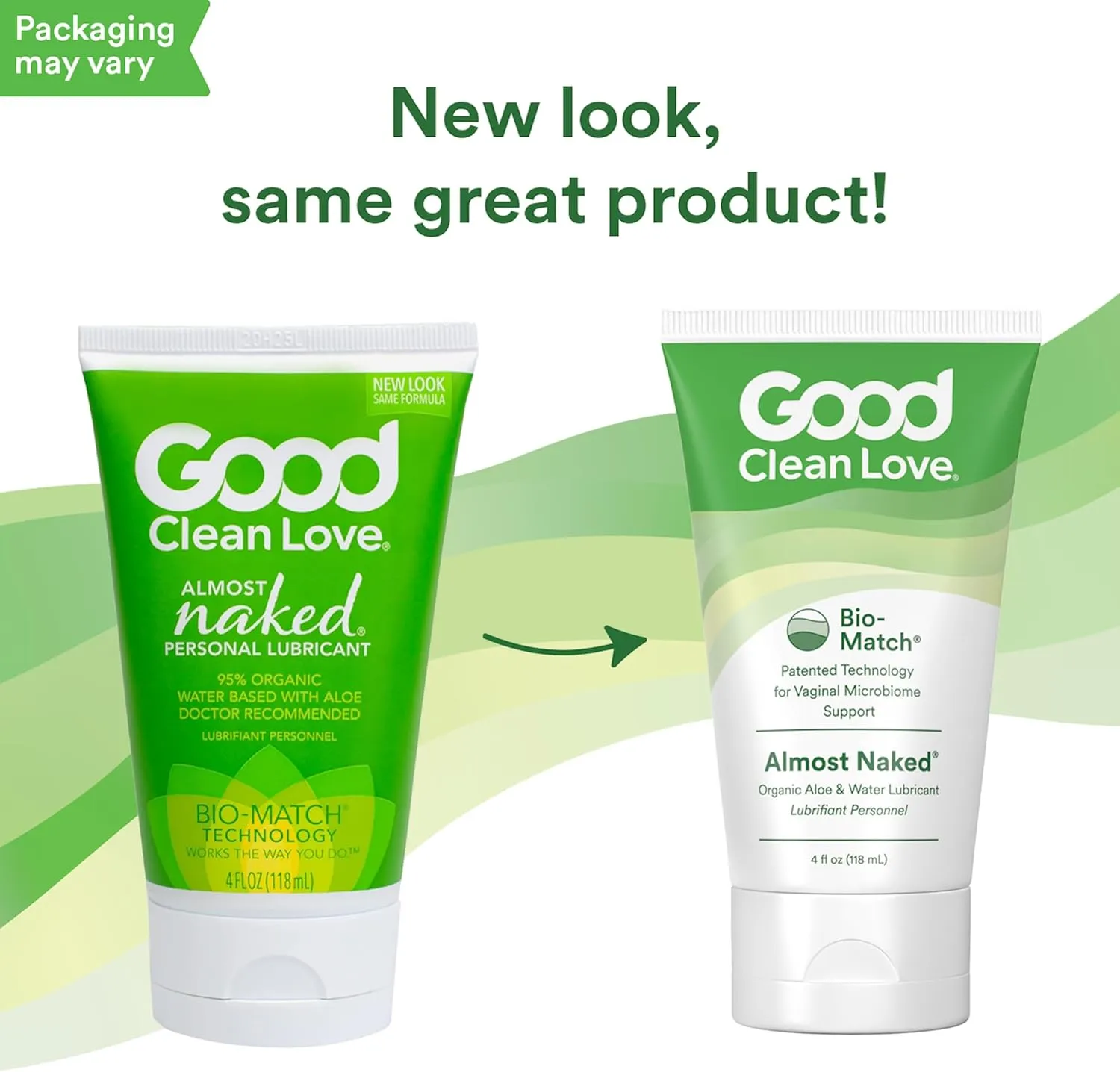 Good Clean Love Almost Naked Water-Based Lube, Personal Lubricant with Organic Aloe Vera, Safe for Adult Toys & Condoms, pH-Balanced, Clean Intimate Wellness Gel for Men & Women, 4 Oz