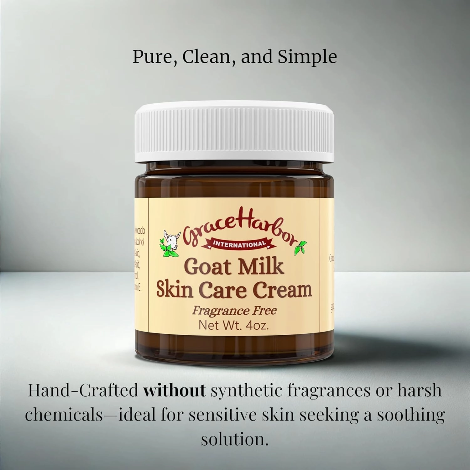 Grace Harbor Goat Milk Skin Care Cream – Unscented Nighttime Facial Moisturizer for Women – Natural, Fragrance-Free, Deep Hydration for Dry Skin – Eye Cream – 4oz