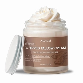 Grass-Fed Beef Tallow Face Moisturizer with Frankincense Oil & Castor Oil,Ultra-Hydrating Non-Greasy Formula,Organic Tallow Balm for Skin Hydration, Anti-Aging, and Sensitive Skin Care ,2.72oz