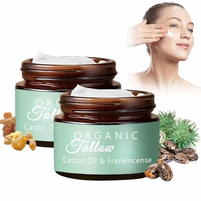 Grass Fed Beef Tallow with Frankincense Oil and Castor Oil, Organic Beef Tallow Moisturizer for Skin, Beef Tallow Cream Tallow and Manuka Honey Balm, Face & Body Moisturizer (2pcs)