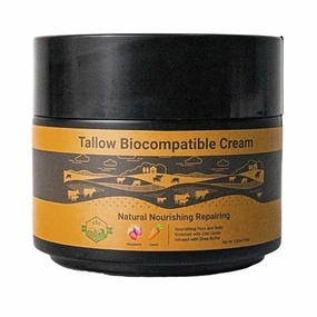 Grass-Fed Tallow Non Nano Zinc Oxide Unscented Cream Non Greasy Odor Free Suitable for Sensitive Skin Zinc Oxide for protection Fragrance Free Preservative Free. Black glass jar 3.52oz