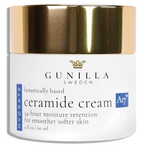 GUNILLA Ceramide Cream A17-24-Hour Moisturizer - Plump, Soften. 17 Actives & Herbals. Plant-Based. No Added Fragrance. Vegan. (2 oz)