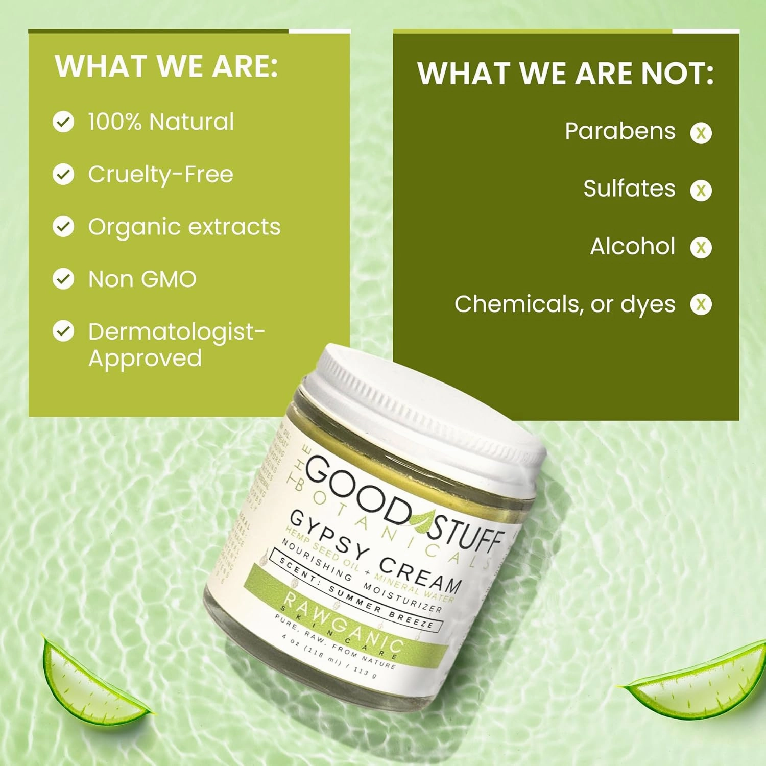 Gypsy Cream | Body and Face Moisturizer for Women | Body Cream for Dry Skin | Summer Breeze Body Lotion | Organic Hemp Oil & Hot Spring Water Facial Moisturizer - 8 oz