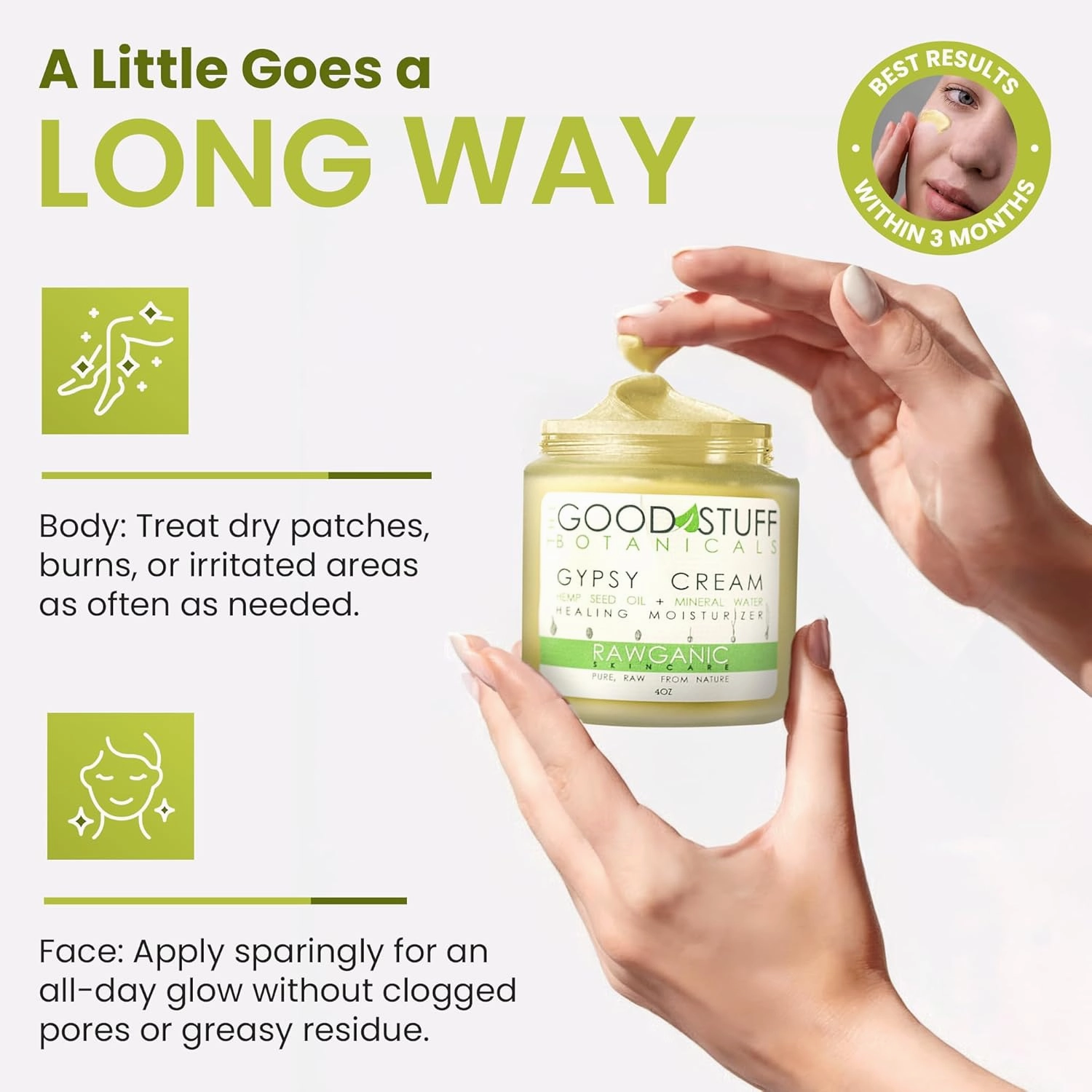 Gypsy Cream | Body and Face Moisturizer for Women | Body Cream for Dry Skin | Unscented Body Lotion | Organic Hemp Oil & Hot Spring Water Facial Moisturizer - 8 oz