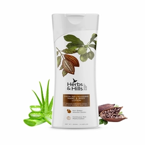 H.er.bs & H.ills Hand & Body Lotion - 250ml Infused with Pure Cocoa & Shea Butter   Aloe Vera, For All Type of Skins, Deeply Moisturize, Nourishes Dry Skin, Improve Skin Health