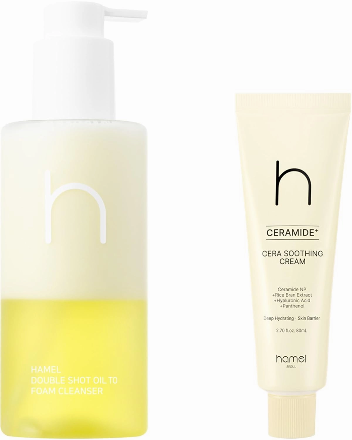 HAMEL Double Shot Oil To Foam Cleanser   Cera Soothing Cream Bundle