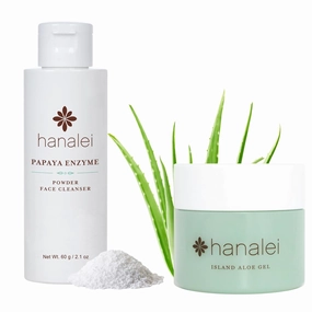 Hanalei - Papaya Powder Face Cleanser 60g and Aloe Gel 100g - Cruelty Free - (2-Pack Bundle)