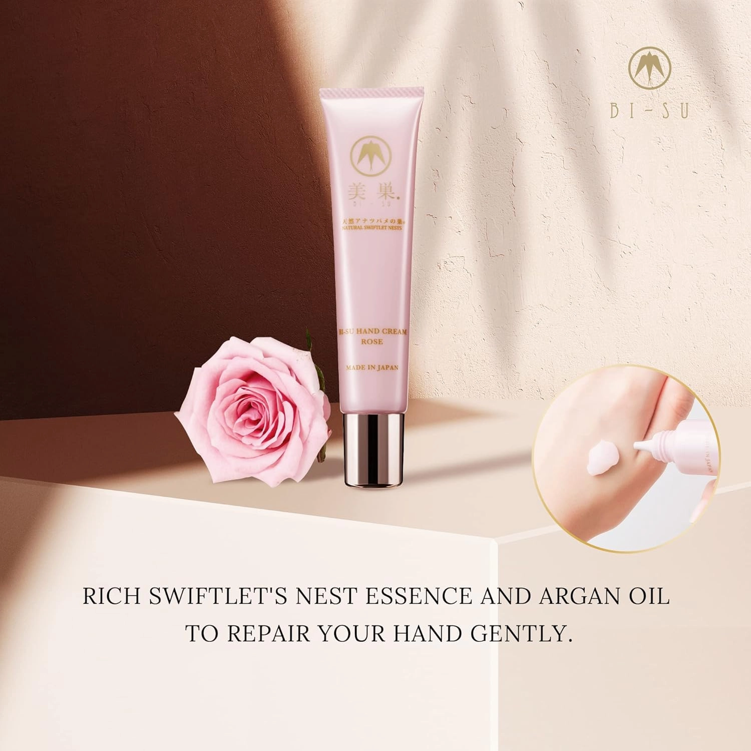 Hand Cream | Hand Moisturizer, Natural Swiftlet Nests Extract, Collagen, Sialic Acid, Anti-aging Japanese Skincare, Prevents Dryness, Keeps Hands Soft, Rose Lover Scent, 1.06oz, 30g