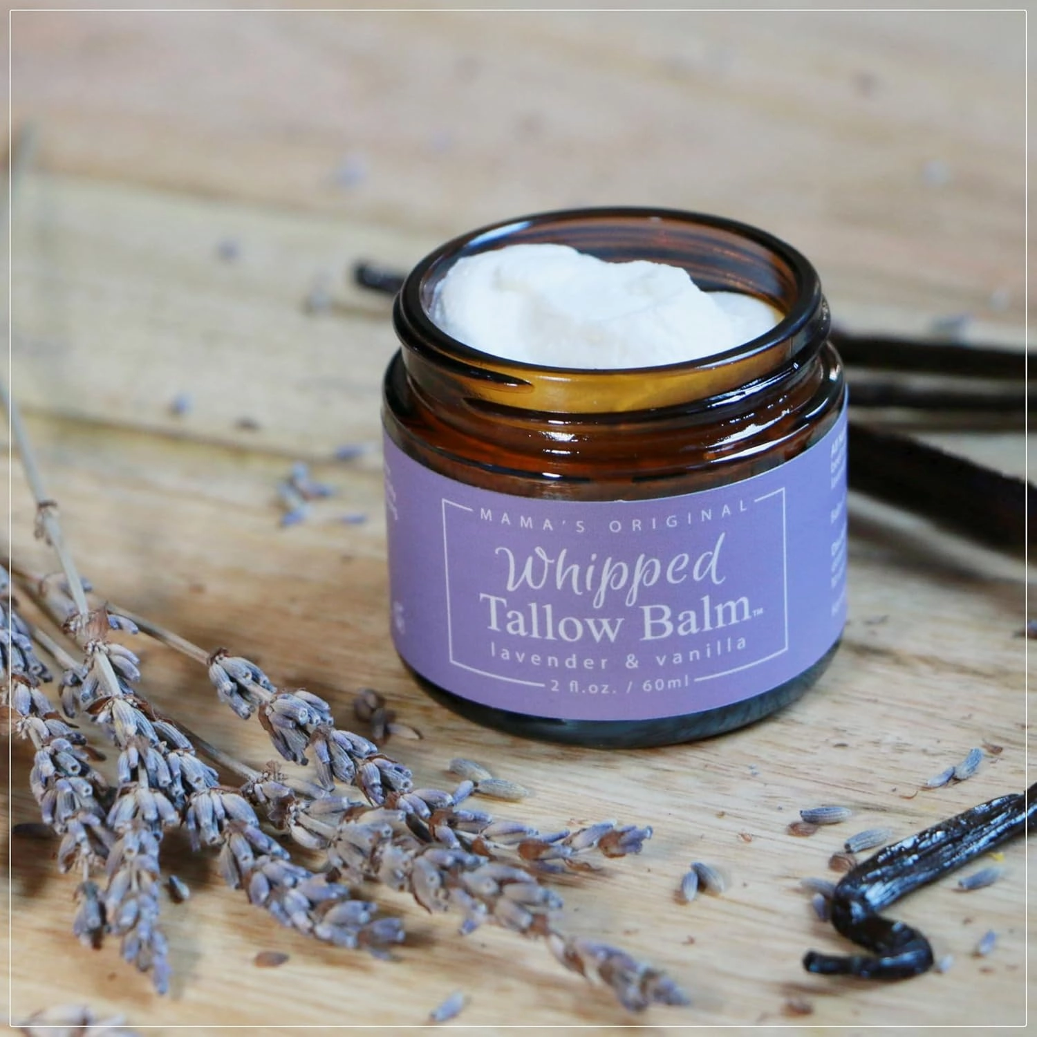 Handmade Whipped Tallow Balm, 100% Grass-fed Beef Tallow for Skin w/Organic Jojoba Oil, Natural Tallow Face Moisturizer, Relief For Dry Skin, Eczema, Baby, Chafing - 2 oz (Lavender & Vanilla)
