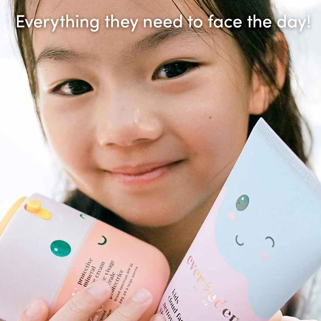 Happy Morning DUO Kids Spa Headband for Girls: Clean & Vegan Skin Care Bundle | Cloud Face Wash   SPF 20 Mineral Face Cream | Non-Toxic | Easy-to-Use Skincare