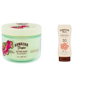 Hawaiian Tropic After Sun Lotion Moisturizer and Hydrating Body Butter with Coconut Oil, 8 Ounce & Sheer Touch Lotion SPF 30 | Broad Spectrum Sunscreen, 8oz