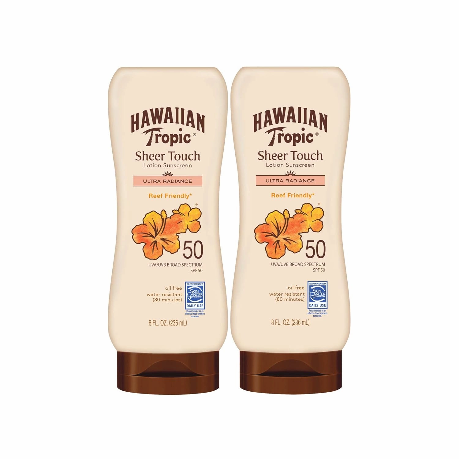 Hawaiian Tropic Sheer Touch Ultra Radiance SPF 50 Sunscreen Twin Pack & After Sun Body Butter with Coconut Oil, 8oz each