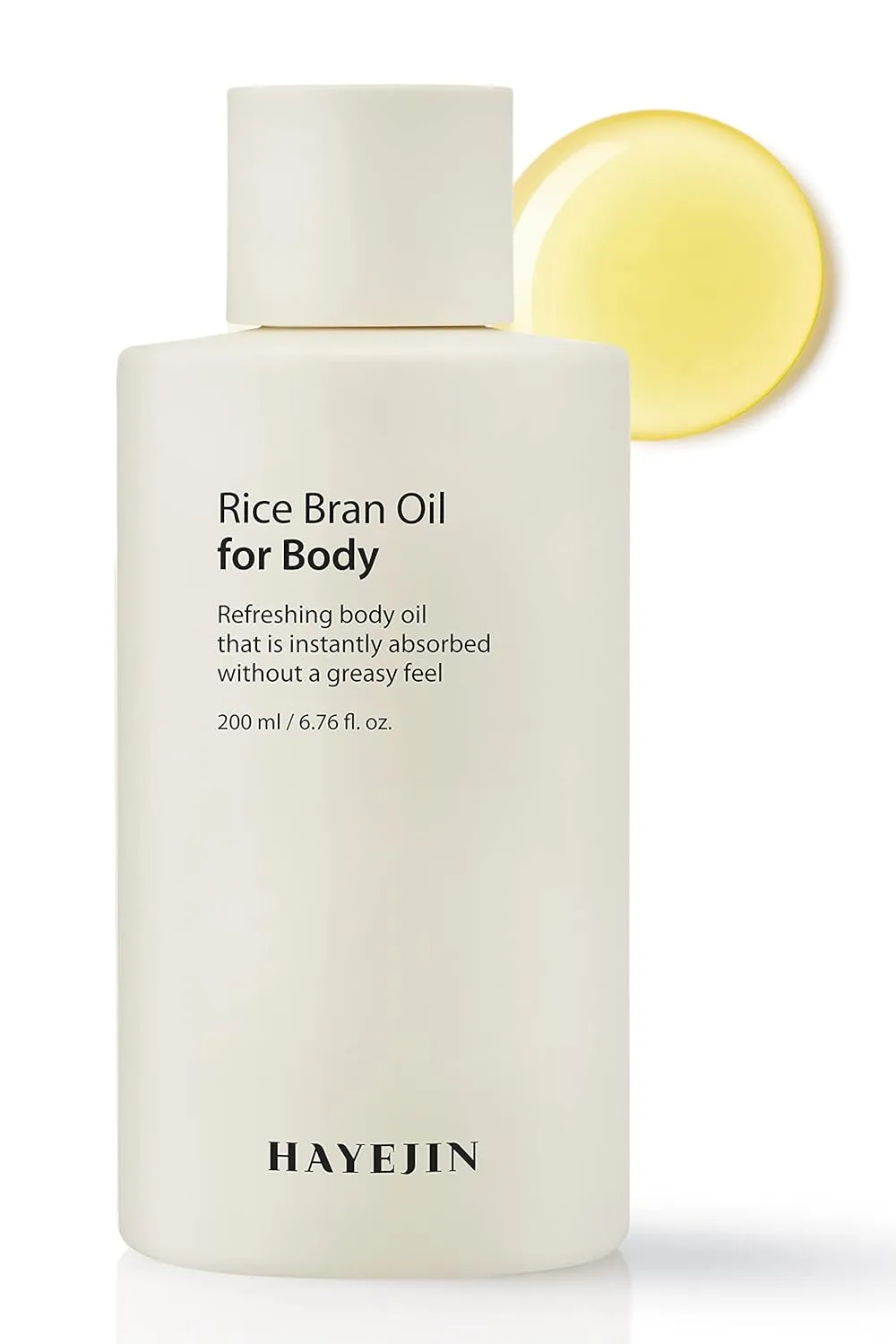 HAYEJIN Hydrating Rice Bran Body Oil - Gluten Free w/Hypoallergenic Formula Essential Oil Body Oil Massage Korean Moisturizer - Body Skin Care Products for Dry & Sensitive Skin (200 ml, 6.76 fl oz)