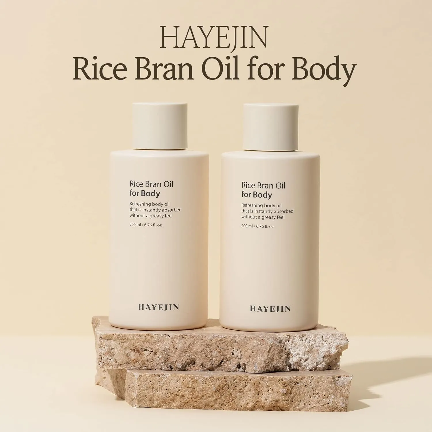 HAYEJIN Hydrating Rice Bran Body Oil - Gluten Free w/Hypoallergenic Formula Essential Oil Body Oil Massage Korean Moisturizer - Body Skin Care Products for Dry & Sensitive Skin (200 ml, 6.76 fl oz)