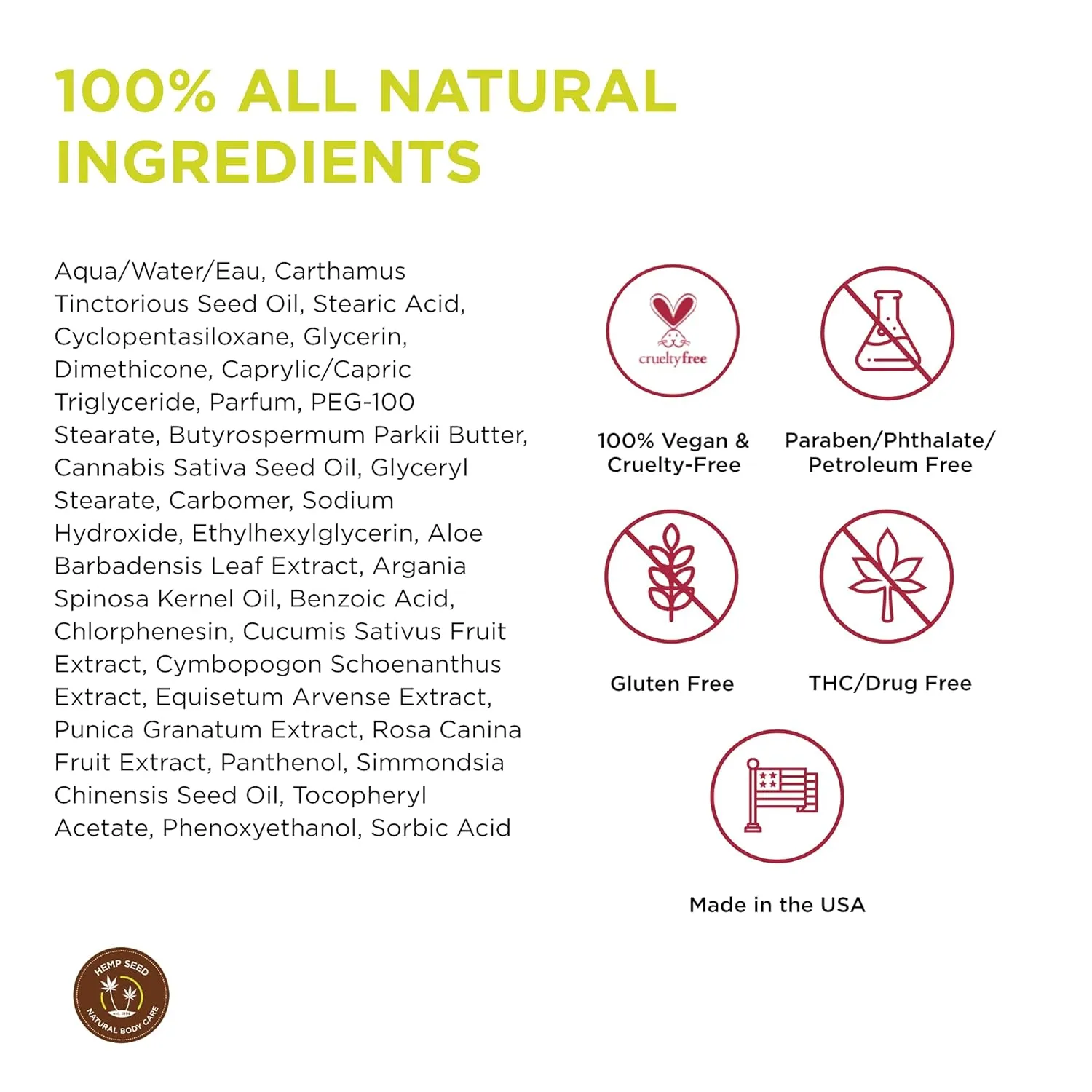 Hemp Seed Skin Butter - 8 oz. - Total Body Moisturizer - Hemp Seed Oil, Jojoba Oil, Shea Butter - Vegan & Cruelty Free