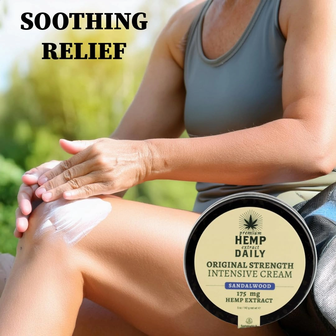Hemp Daily Intensive Cream | Hemp Cream with Essential Oils | Vegan, Organic Ingredients | 5.0 Ounces (Sandalwood)