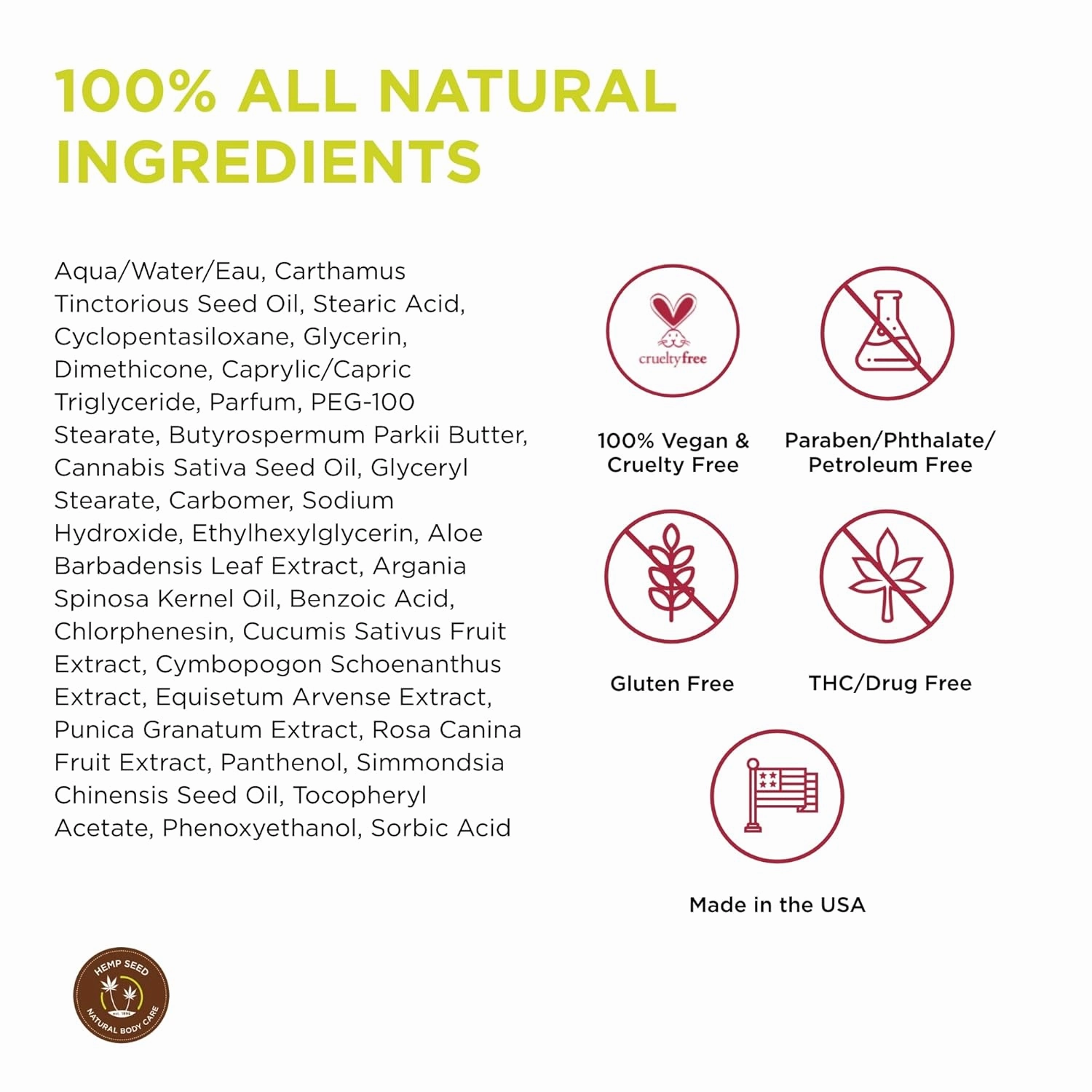 Hemp Seed Skin Butter - 8 oz. - Total Body Moisturizer - Hemp Seed Oil, Jojoba Oil, Shea Butter - Vegan & Cruelty Free