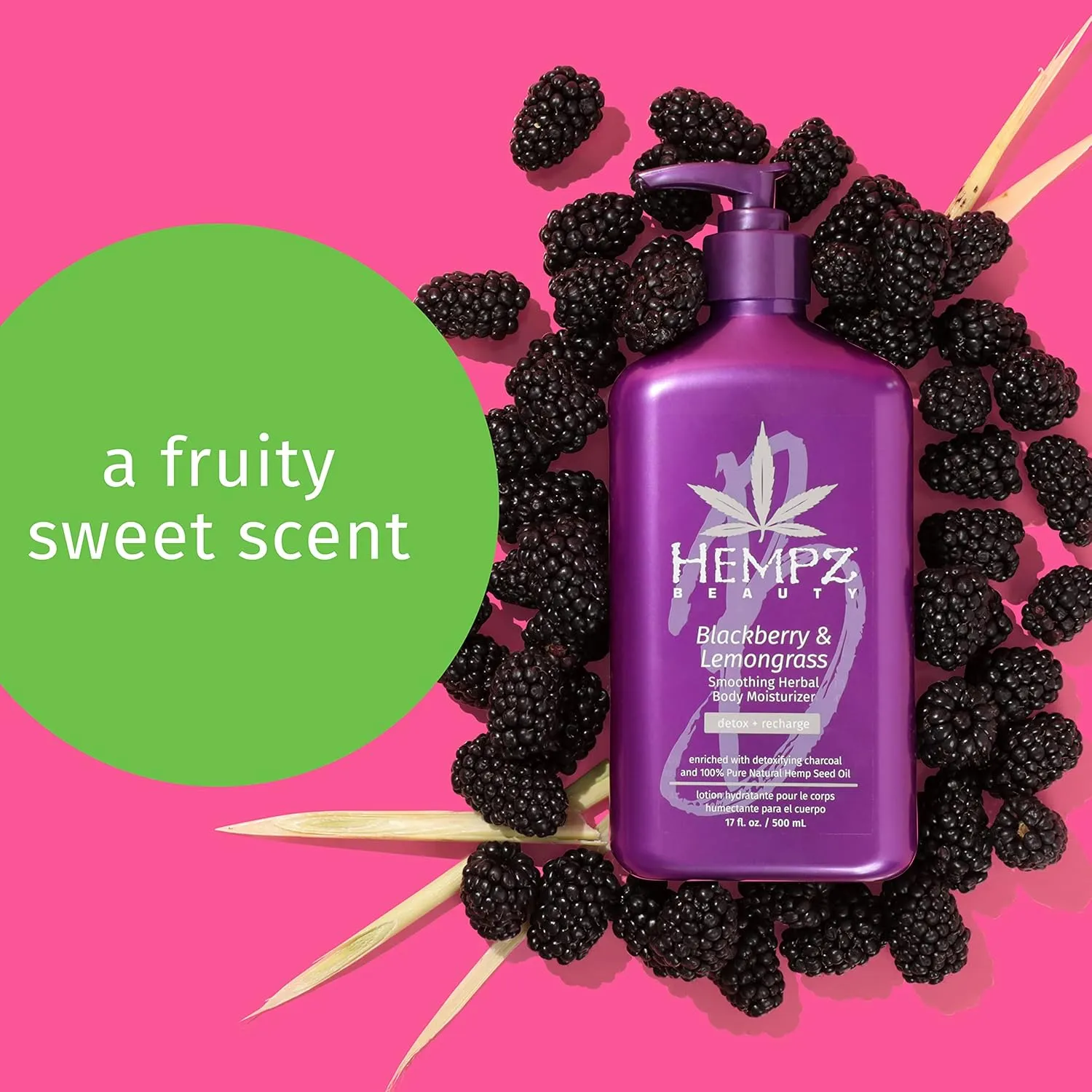 HEMPZ Body Lotion - Blackberry & Lemongrass Daily Moisturizing Cream, Shea Butter Hand and Body Moisturizer - Hemp Lotion - Skin Care Products, Hemp Seed Oil - 17 oz.