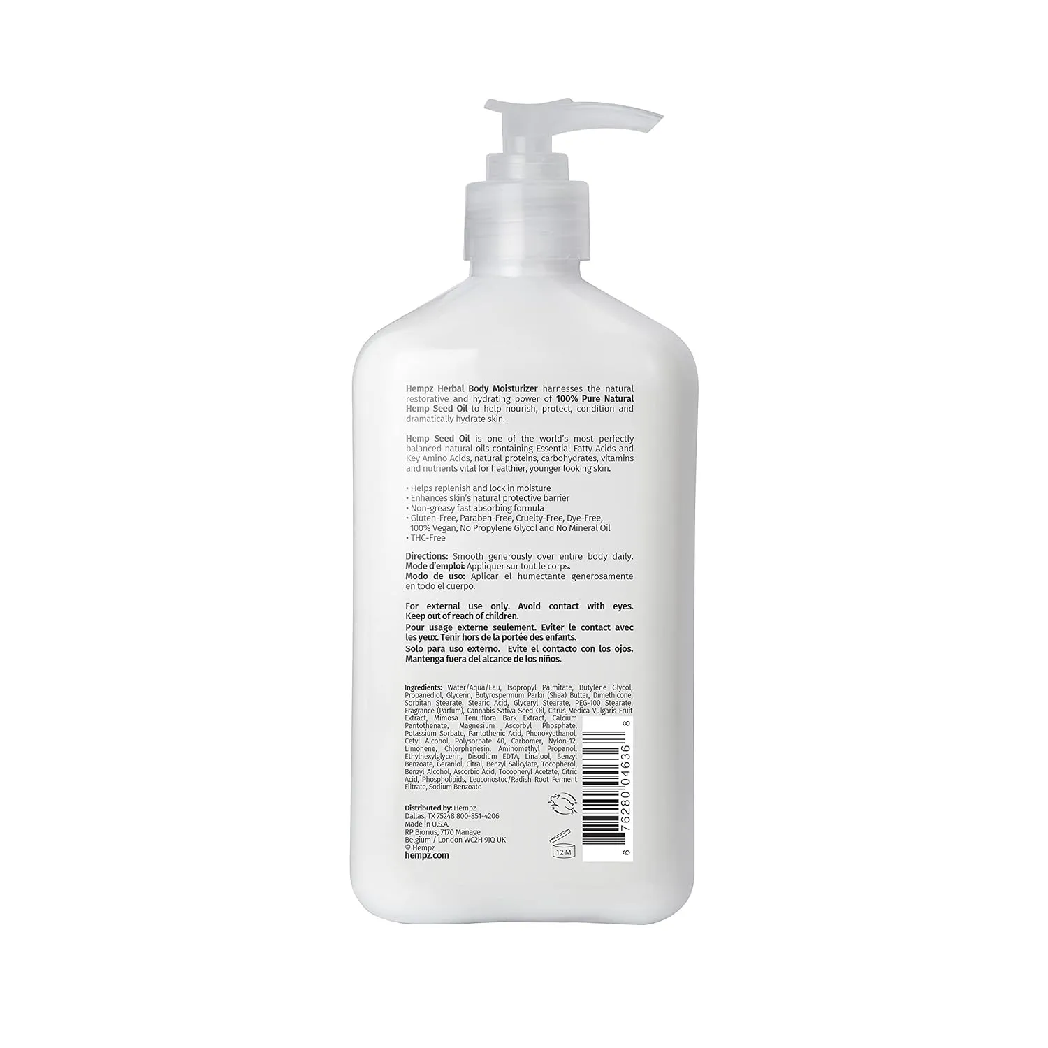 HEMPZ Body Lotion - Pink Citron & Mimosa Flower Daily Moisturizing Cream, Shea Butter Hand and Body Moisturizer - Hemp Extract Lotion - Skin Care Products, Pure Organic Hemp Seed Oil - 17 Fl Oz