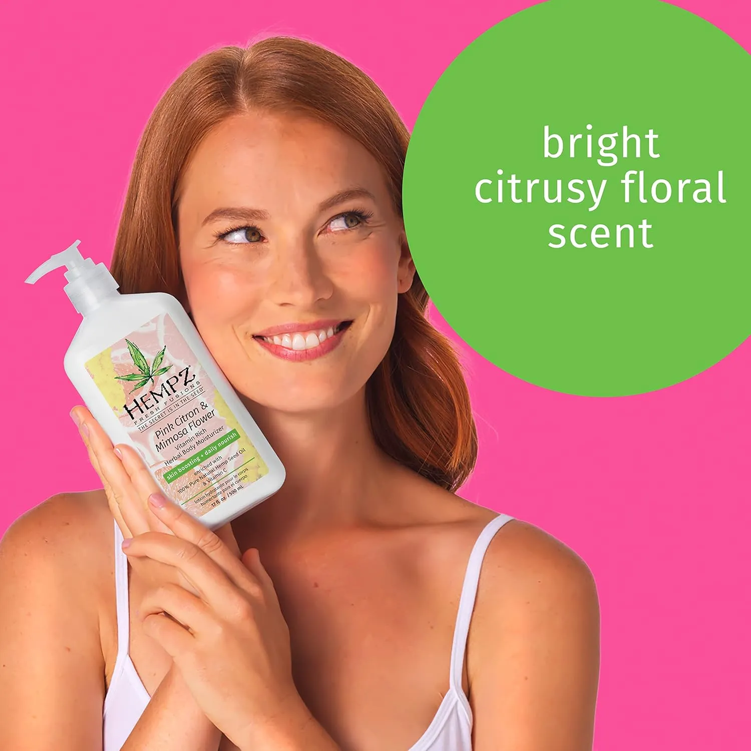 HEMPZ Body Lotion - Pink Citron & Mimosa Flower Daily Moisturizing Cream, Shea Butter Hand and Body Moisturizer - Hemp Extract Lotion - Skin Care Products, Pure Organic Hemp Seed Oil - 17 Fl Oz