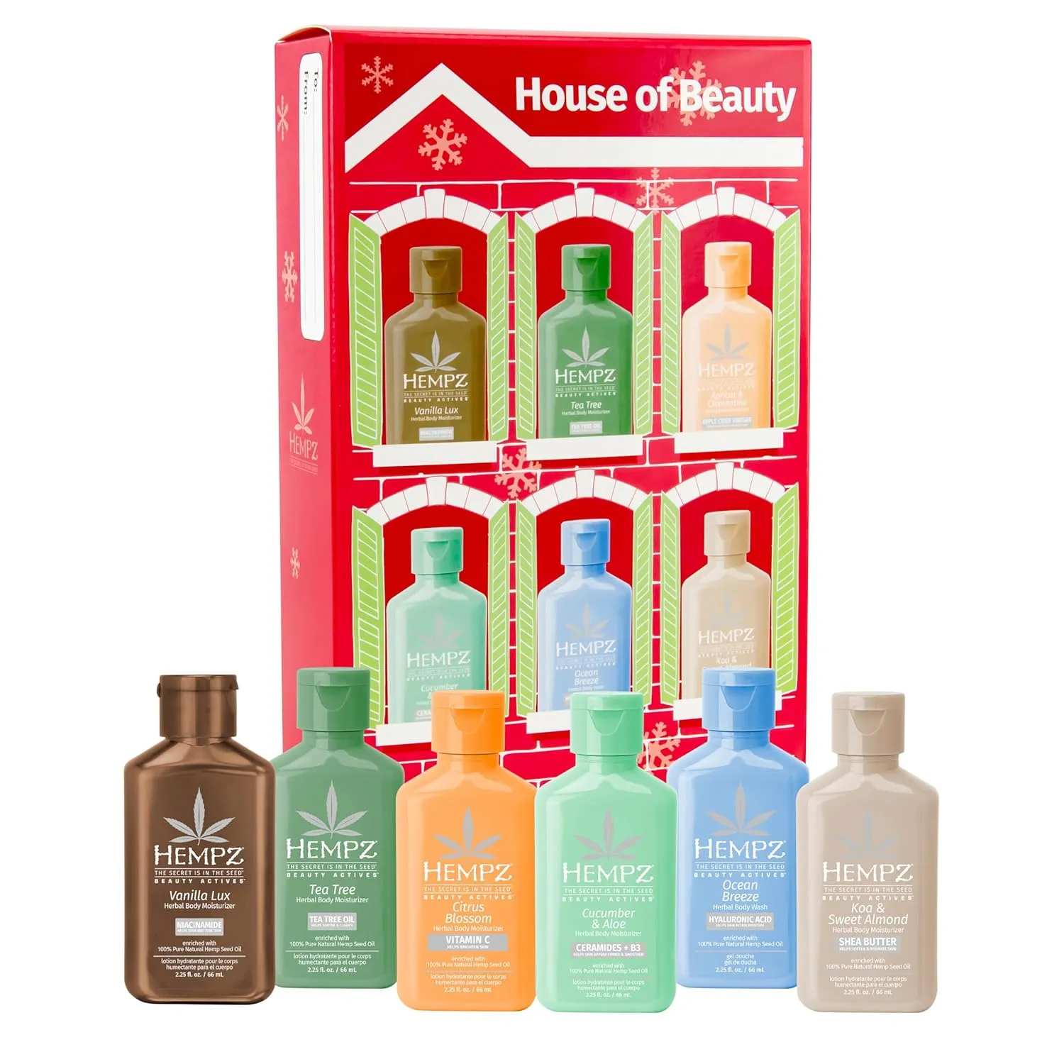 Hempz House of Beauty, Mini Lotion Deluxe Gift Set, Holiday Body Moisturizer Advent Calendar