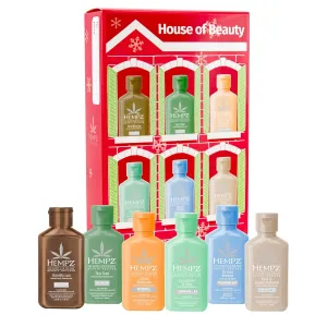 Hempz House of Beauty, Mini Lotion Deluxe Gift Set, Holiday Body Moisturizer Advent Calendar
