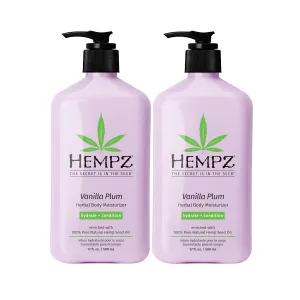 Hempz Limited Edition Vanilla Plum Hydrating Body & Hand Lotion 17 oz (Pack of 2)