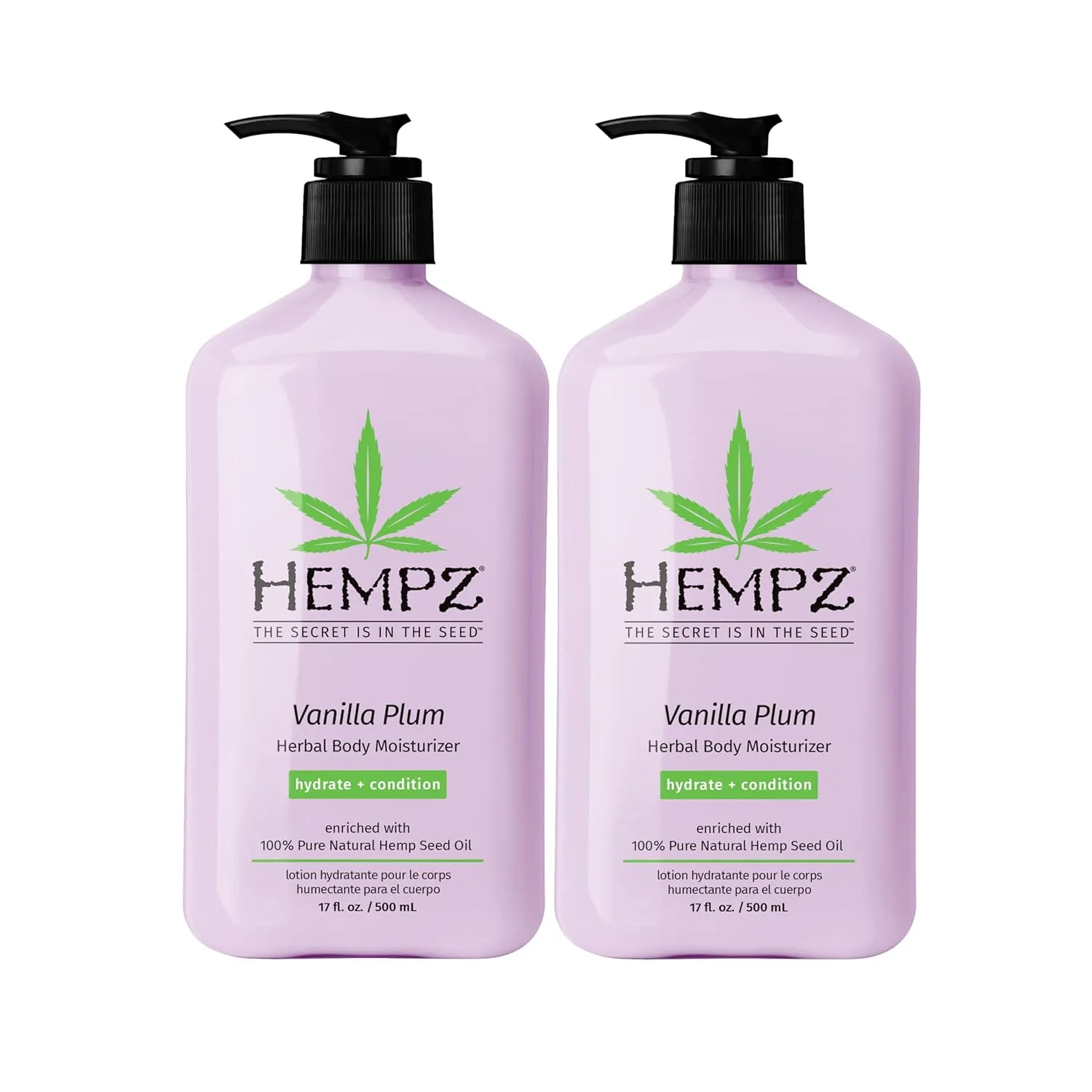 Hempz Limited Edition Vanilla Plum Hydrating Body & Hand Lotion 17 oz (Pack of 2)