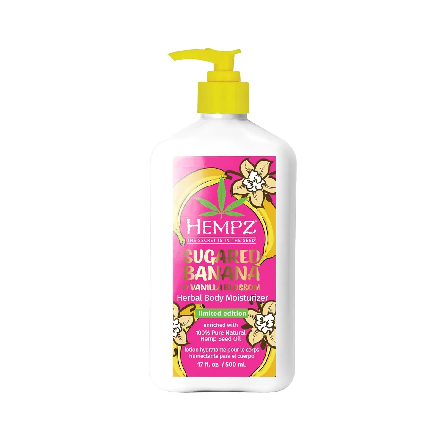 Hempz Sugared Banana & Vanilla Blossom Body & Hand Lotion, Ultra Hydrating Moisturizer for Men and Women, 17 oz