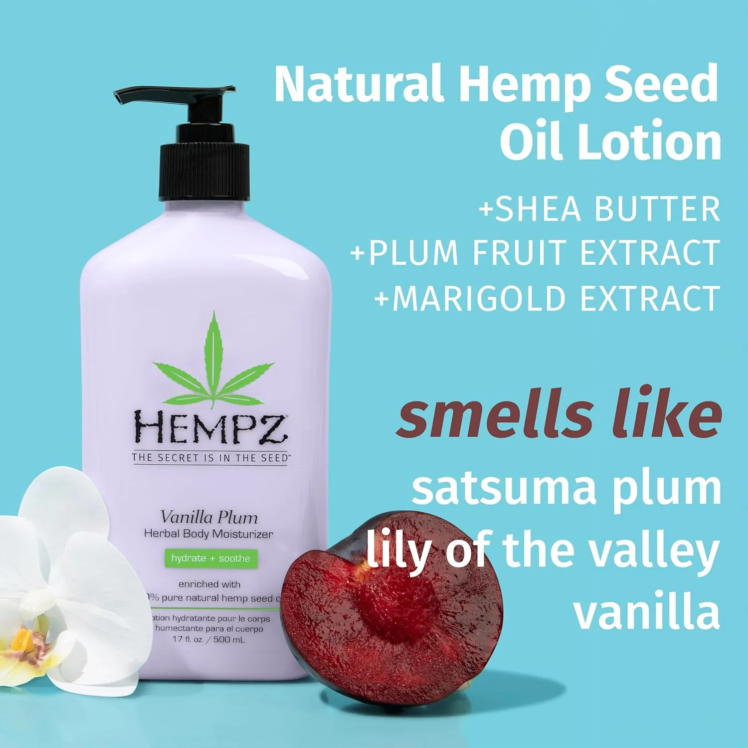 Hempz Whipped Vanilla & Coconut Cream Body & Hand Lotion, Vegan Formula, for Men or Women, 17 oz.