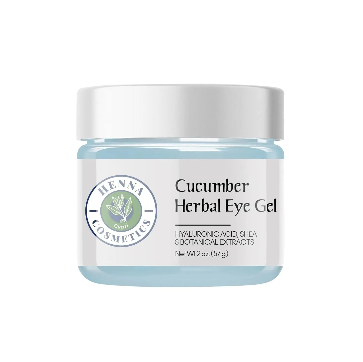 Henna Cosmetics Herbal Eye Gel | Cucumber Anti Aging Eye Gel Face Moisturizer | Under Eye Cream for Dark Circles and Puffiness | with Hyaluronic Acid, Shea, Botanical Extracts, 2oz