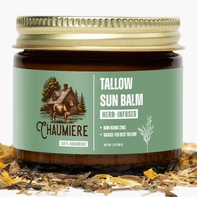 Herb-Infused Tallow Sunscreen SPF 50 – Grass-Fed Beef Tallow Balm with Carrot Seed Oil & Non-Nano Zinc – Organic Face & Body Moisturizer, Reef Safe, Naturally Scented – 2.5oz, Made in USA