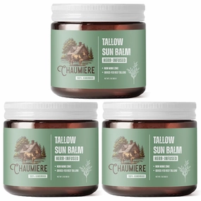 Herb-Infused Tallow Sunscreen SPF 50 – Grass-Fed Beef Tallow Balm with Carrot Seed Oil & Non-Nano Zinc – Organic Face & Body Moisturizer, Reef Safe, Naturally Scented – 2.5x3 oz, Made in USA
