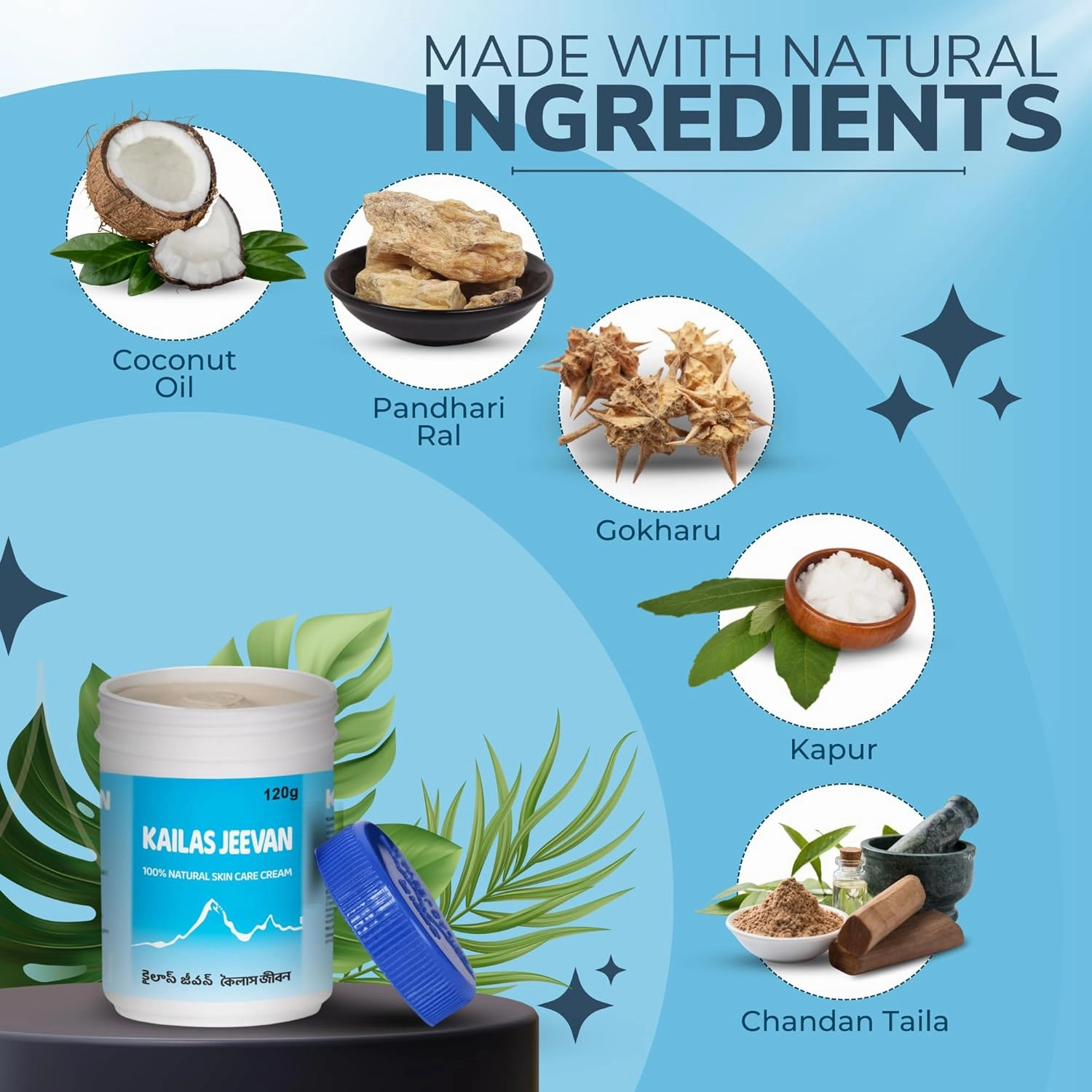 Herbal & Natural Skincare Cream - 100% Natural Face Cream, Chemical-Free Cream, Skin Moisturizing Cream, Cracked Heels & Skin Soothing Cream, Skin Nourishing & Hydrating - 120g (2 Pack)
