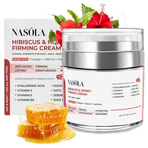 Hibiscus and Honey Firming Cream, Neck Firming Cream, Skin Tightening Cream, Skin Firming and Tightening Lotion for Face and Body, Anti-Wrinkle Facial Moisturizer with Collagen, 1.85 Oz/55ml