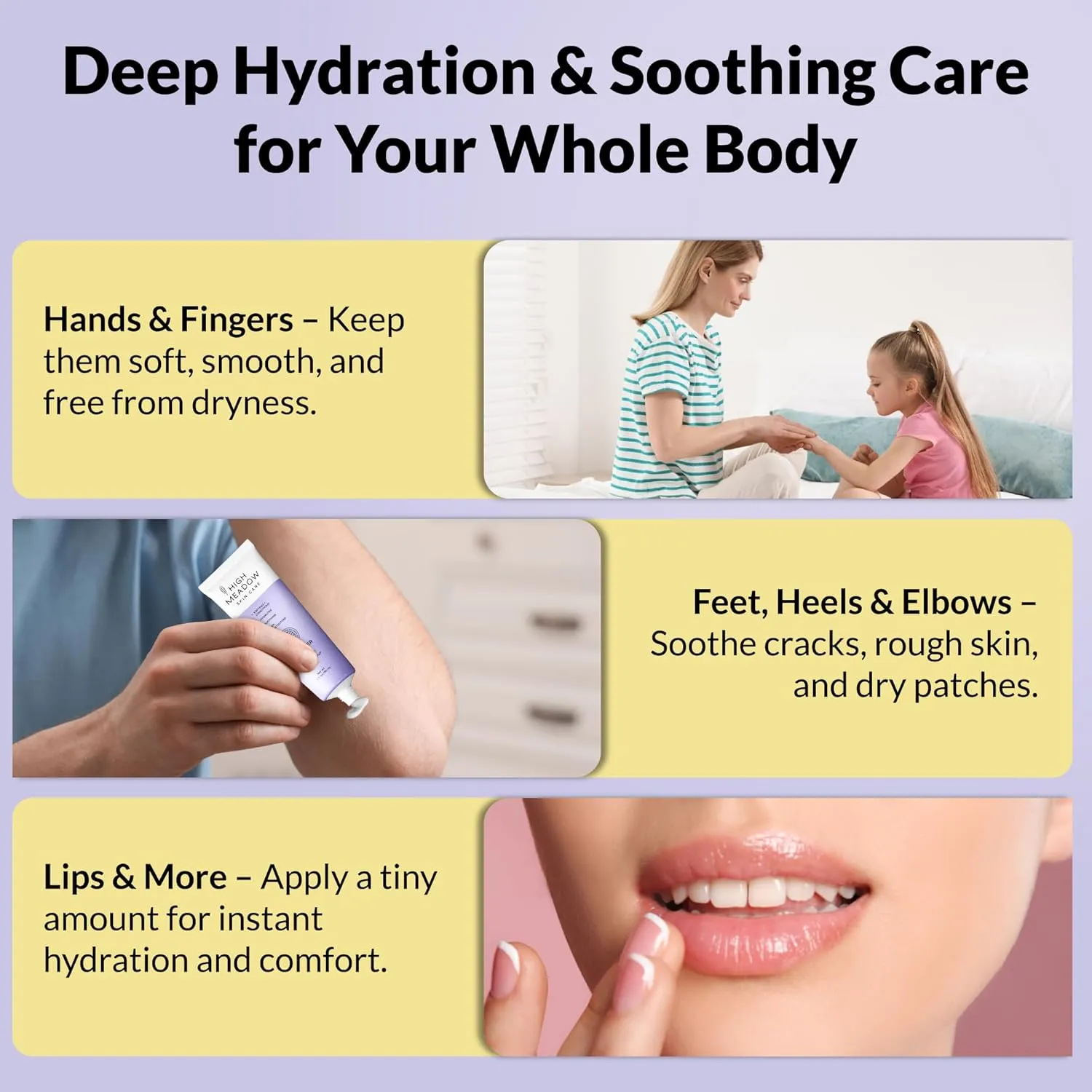 High Meadow Lanolin Skin Cream - Deep Hydration Formula for Soft, Radiant Skin Care - Repairs Dry and Cracked Skin on Hands, Feet & Elbows - Multi-Purpose Soothing Lotion - 3.0 Oz Lavender Moisturizer