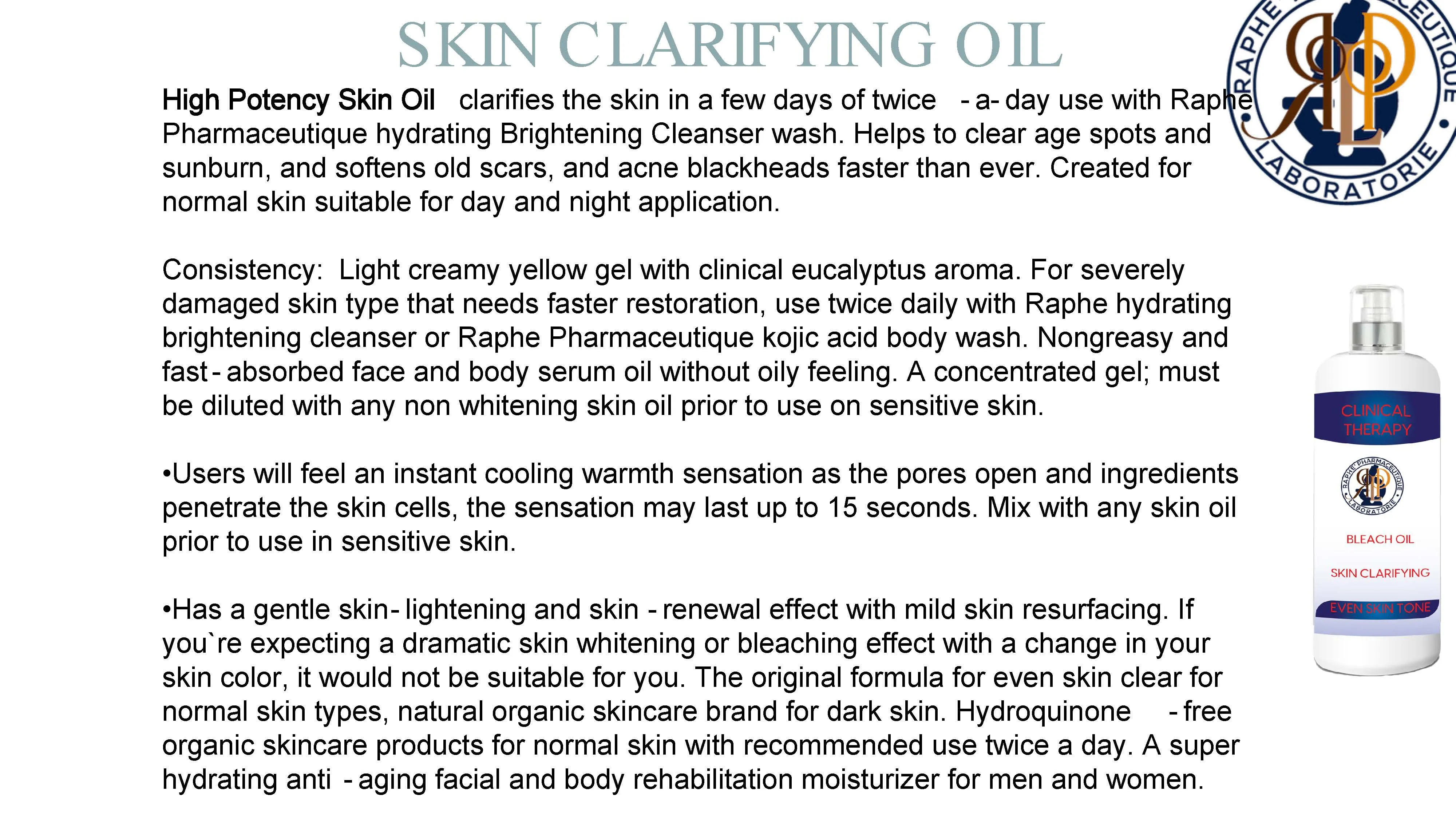 High Potency Skin Clarifying Serum Natural Skin Softening Oil 240 ML/8 FL OZ