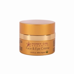 Honey Girl Organics Face & Eye Crème, USDA Certified Organic Facial Moisturizer & Under Eye Cream for Wrinkles, Dark Circles and Puffiness w/Hydrating Honey, Beeswax, Essential Oils & EVOO. 1.75oz