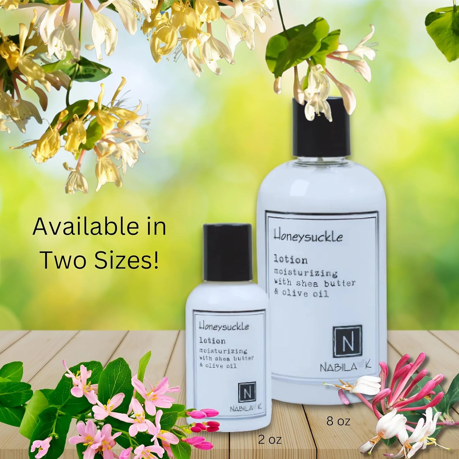 Honeysuckle Body Lotion - Moisturizer for Body, Hands and Feet - Aloe Vera & Water Based - Shea Butter & Olive Oil - Naturally Scented - 8 oz